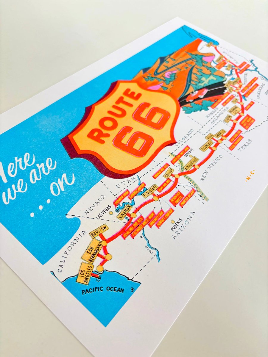 "Here We Are on Route 66" - Risograph Art Print - Next Chapter Studio