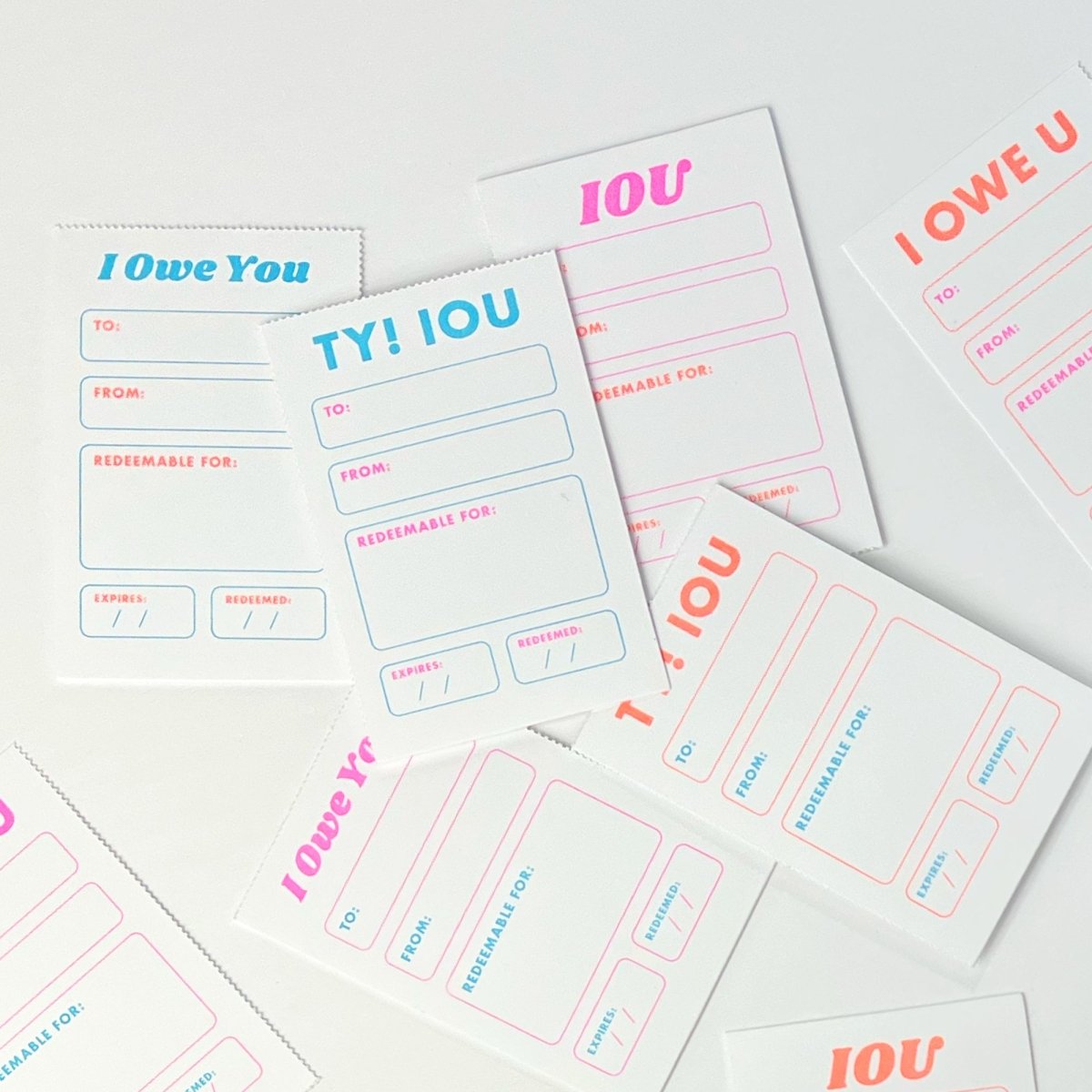 IOU Tear Away Mini Cards - set of 16 - Next Chapter Studio