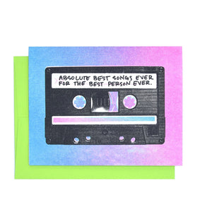 "Best Songs Ever" Cassette - Risograph Greeting Card - Next Chapter Studio