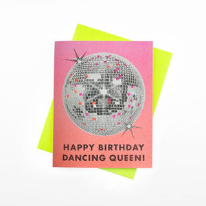 Disco Ball "Happy Birthday Dancing Queen!" - Risograph Greeting Card - Next Chapter Studio