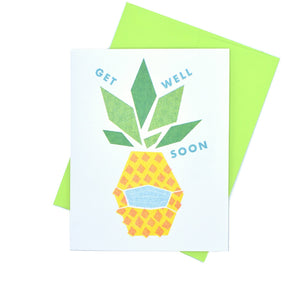 "Get Well Soon" Pineapple - Risograph Greeting Card by Kapo Ng - Next Chapter Studio