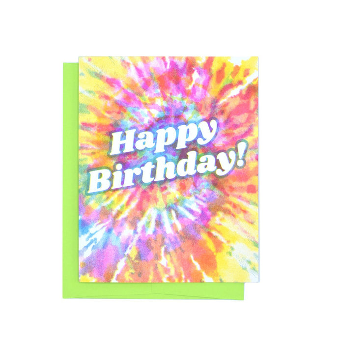 Happy Birthday - Tie Dye Risograph Greeting Card - Next Chapter Studio
