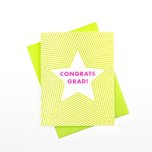 Radiating Superstar "Congrats Grad!" Risograph Greeting Card - Next Chapter Studio