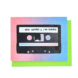 "Sad Songs" Cassette - Risograph Apology Card - Next Chapter Studio