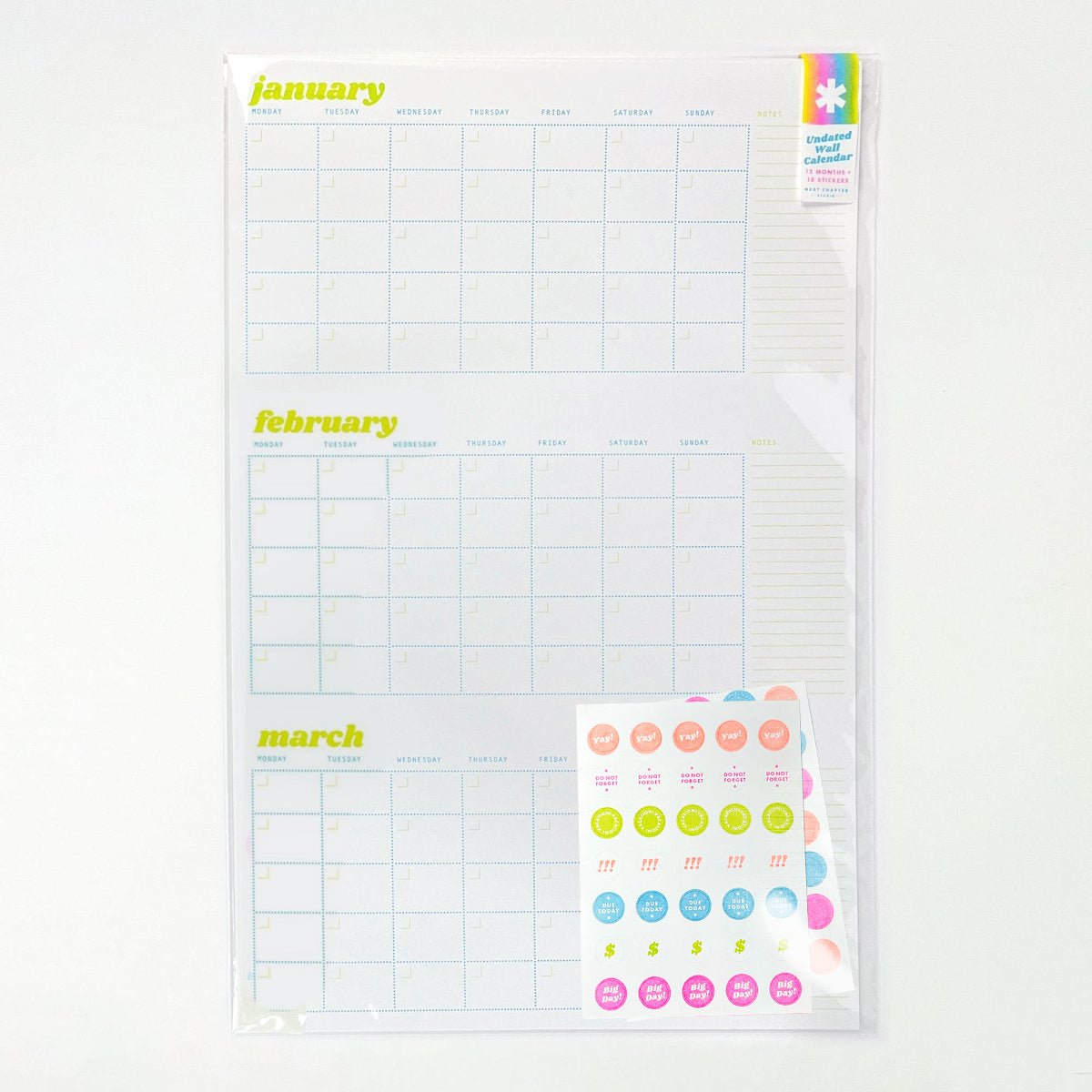 11x17 Risograph Perpetual Wall Calendar - Undated - Next Chapter Studio