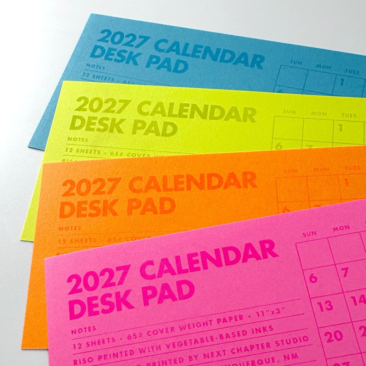 2027 Risograph Neon Desk Pad Calendar - Next Chapter Studio