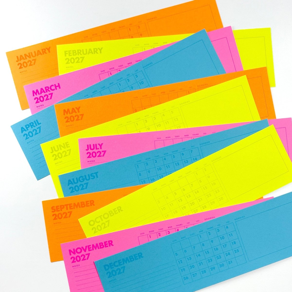 2027 Risograph Neon Desk Pad Calendar - Next Chapter Studio
