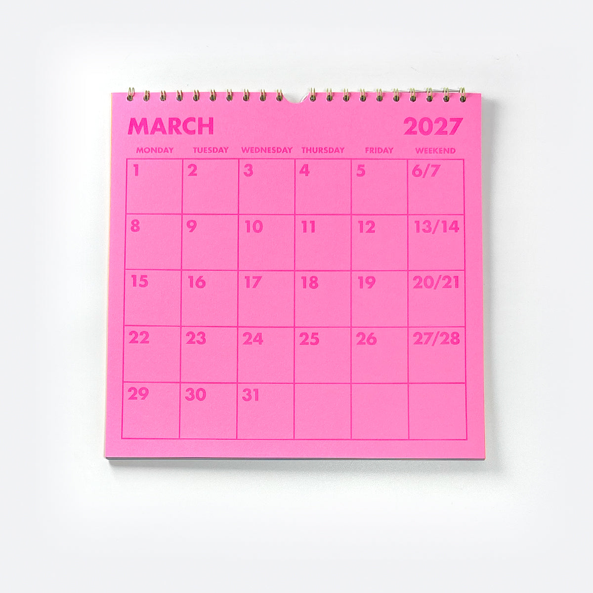 2027 Risograph Wall Calendar - Neon