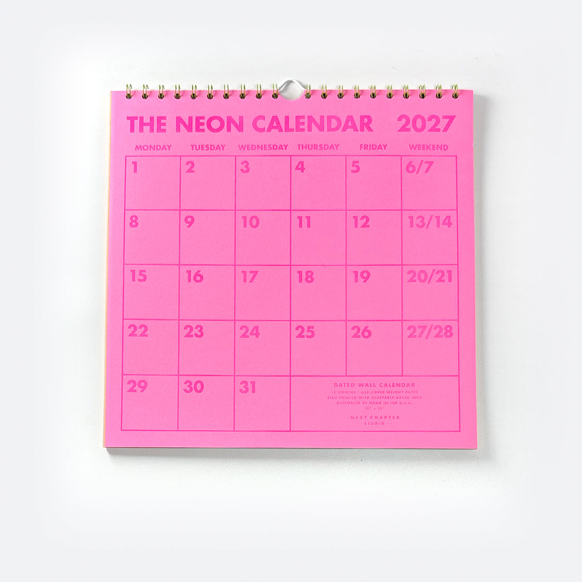 2027 Risograph Wall Calendar - Neon