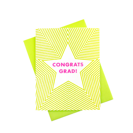 Radiating Superstar "Congrats Grad!" Risograph Greeting Card