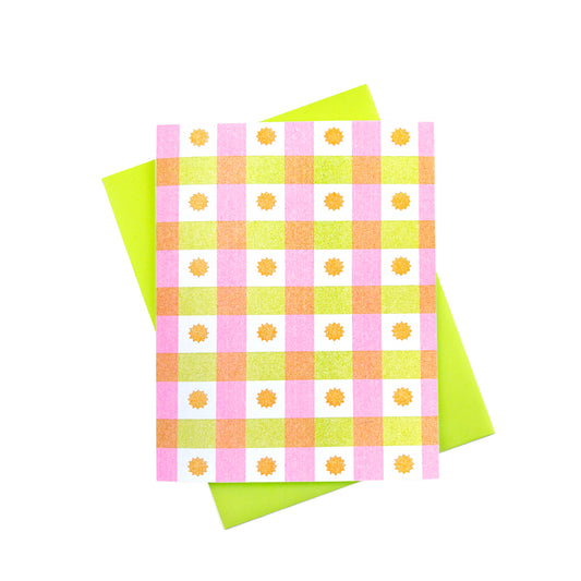 Picnic - Sunny Blanket Risograph Greeting Card