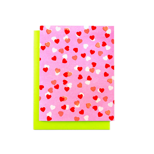Heart Confetti - Risograph Greeting Card