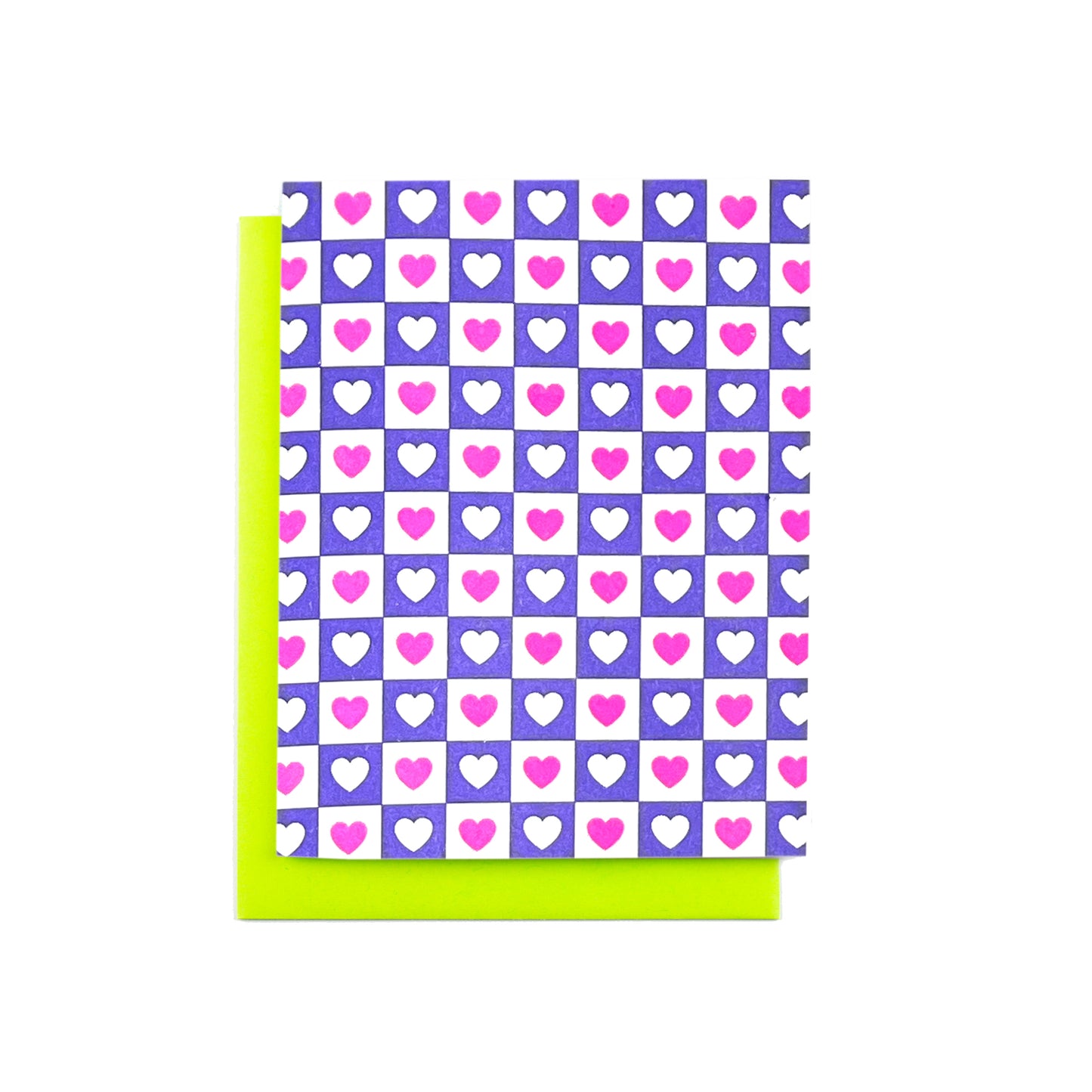 Checkers - Hearts - Risograph Greeting Card