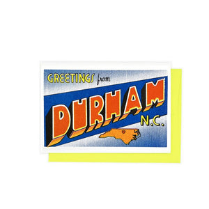 Greetings from: Durham, North Carolina Risograph Card - Next Chapter Studio