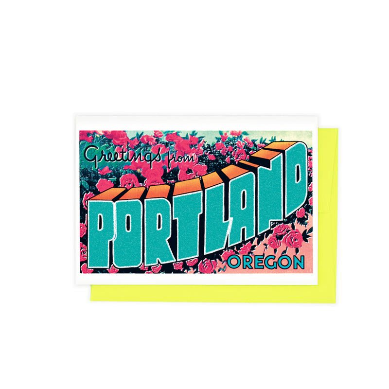 Greetings from: Portland - Risograph Card and Print - Next Chapter Studio
