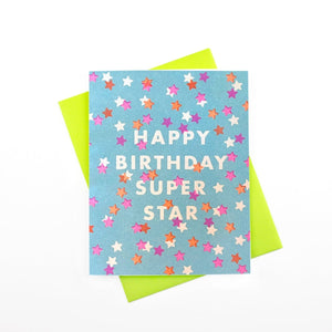 "Happy Birthday Super Star" Confetti - Risograph Greeting Card - Next Chapter Studio