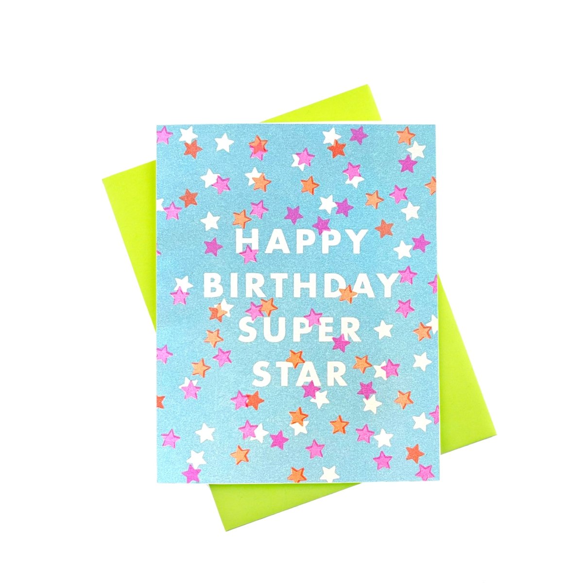 "Happy Birthday Super Star" Confetti - Risograph Greeting Card - Next Chapter Studio