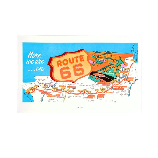 "Here We Are on Route 66" - Risograph Art Print - Next Chapter Studio