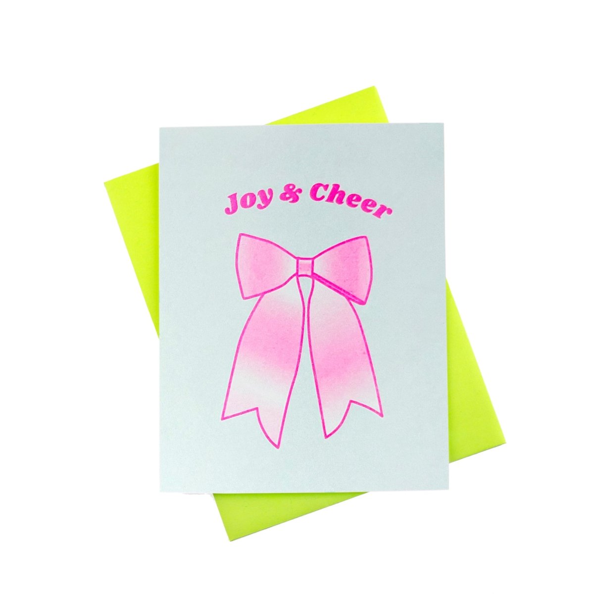 Holiday Gradient Icons "Joy & Cheer" Bow - Risograph Greeting Card - Next Chapter Studio