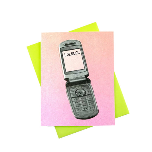 "LOL" Flip Phone Txt - Risograph Card - Next Chapter Studio