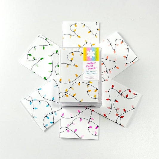 Multicolor Holiday Lights - MINI Risograph Card - Next Chapter Studio