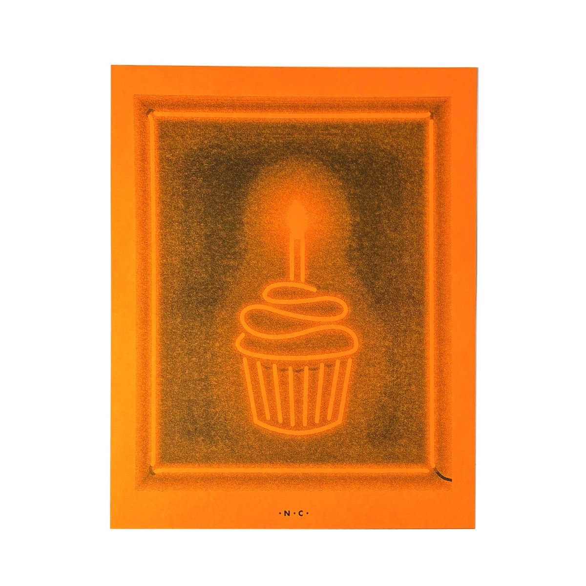 Neon Brights Cupcake - Risograph Art Print - Next Chapter Studio