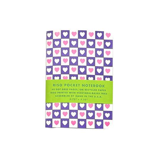 Risograph Pocket Notebook - Heart Checkers - Next Chapter Studio