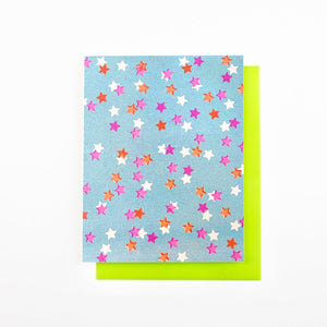 Star Confetti - Risograph Greeting Card - Next Chapter Studio
