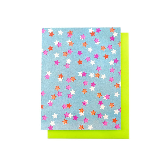 Star Confetti - Risograph Greeting Card - Next Chapter Studio