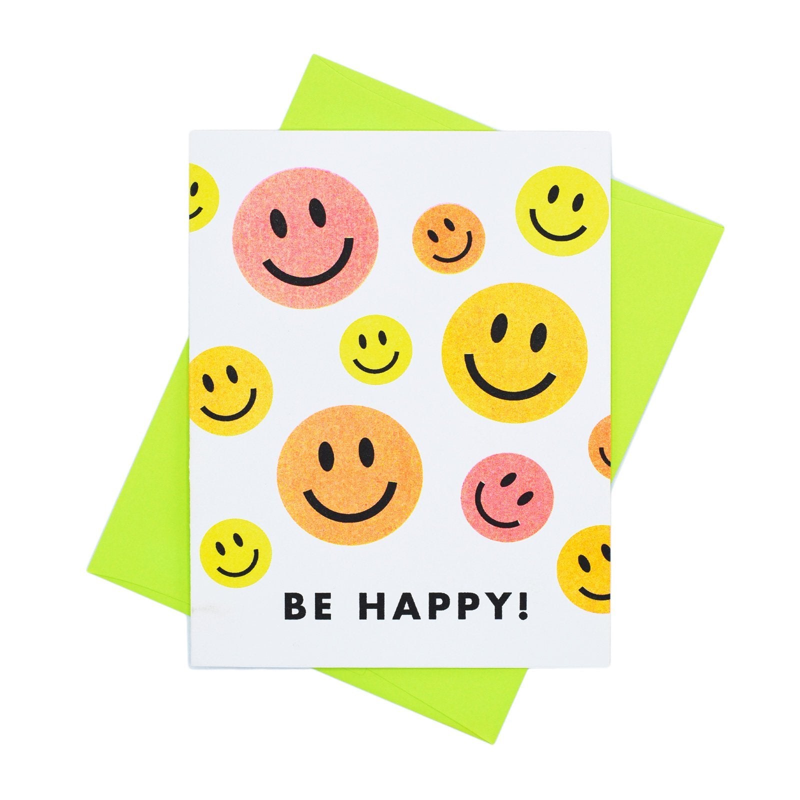 Be Smiley Be Happy! Smiley Face Card - Risograph Greeting Card – Next Chapter Studio