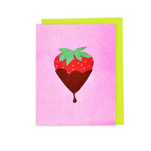 Candy Cards: Chocolate Covered Strawberry Risograph Card - Next Chapter Studio