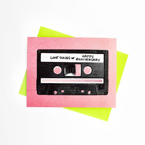 Cassette Love Songs "Happy Anniversary - Risograph Greeting Card - Next Chapter Studio