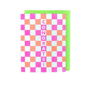 Checkers - Congrats! - Risograph Greeting Card - Next Chapter Studio