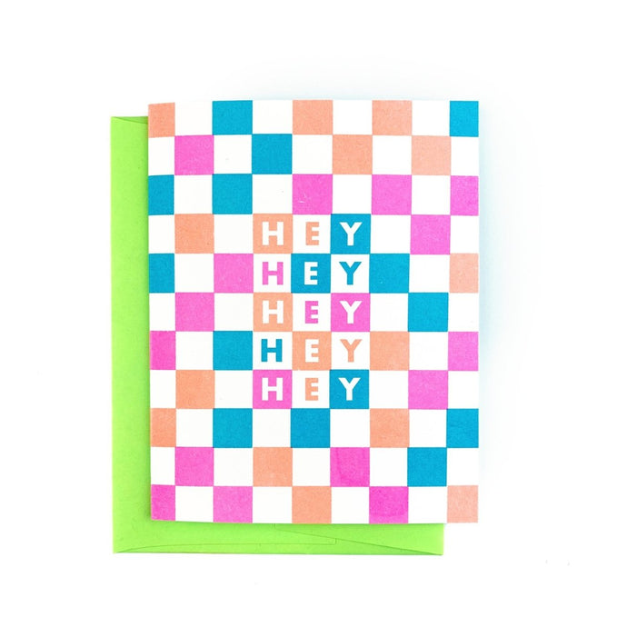 Checkers - Hey, Hey, Hey - Risograph Greeting Card - Next Chapter Studio