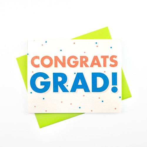 Congrats Grad! - Risograph Graduation Greeting Card - Next Chapter Studio
