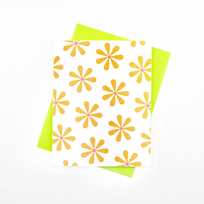 Daisy Pattern - Risograph Greeting Card - Next Chapter Studio