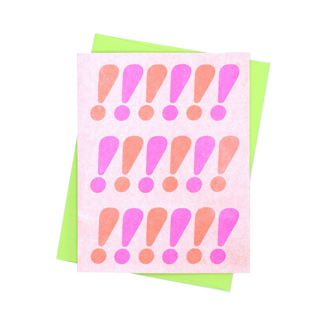 Exclamations Card - Neon Risograph Greeting Card - Next Chapter Studio