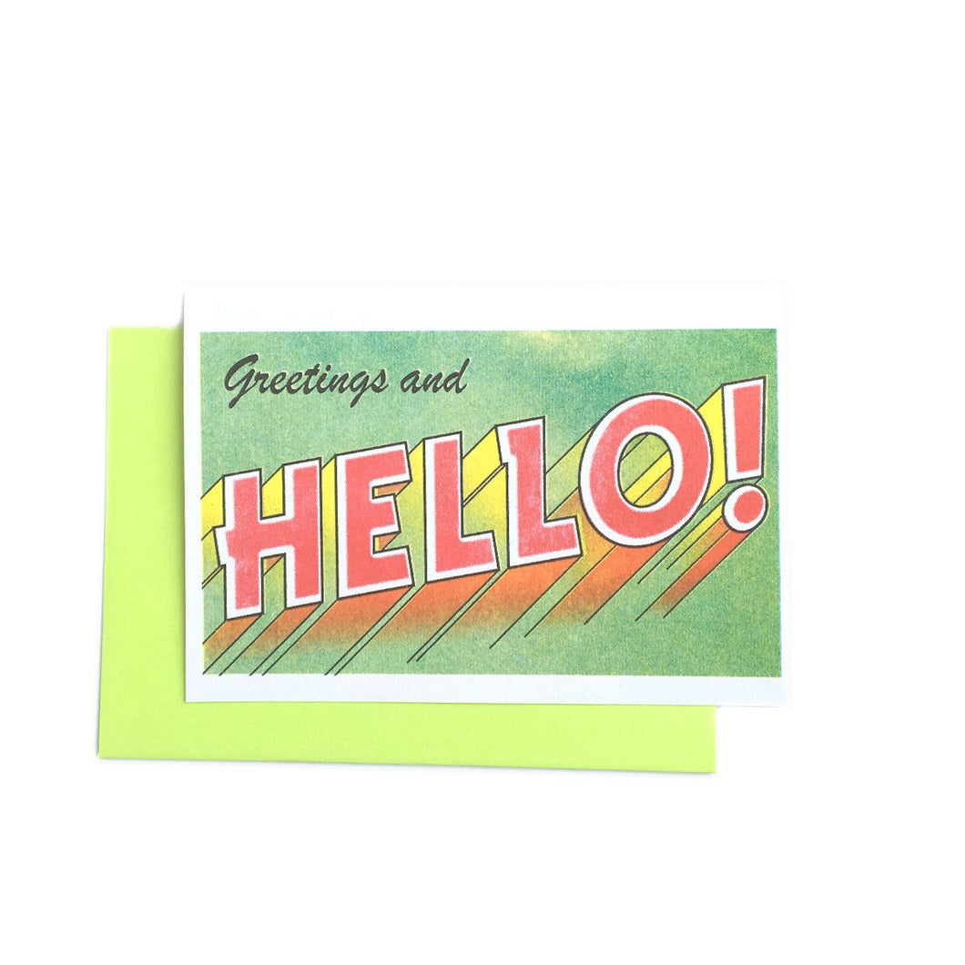 Greetings and Hello! - Risograph Card - Next Chapter Studio