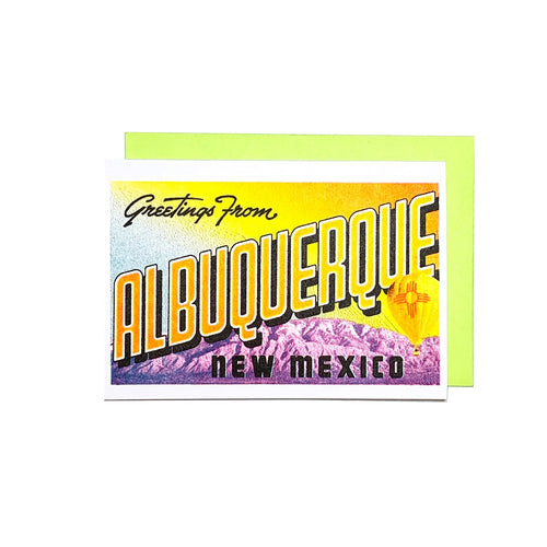 Greetings from: Albuquerque, NM - Risograph Card - Next Chapter Studio