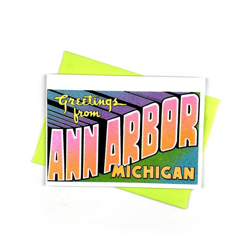 Greetings from: Ann Arbor, MI - Risograph Card - Next Chapter Studio