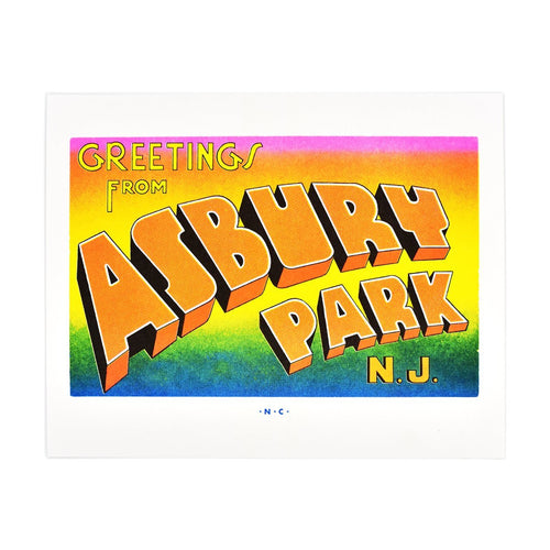 Greetings from: Asbury Park, New Jersey Risograph Print - Next Chapter Studio