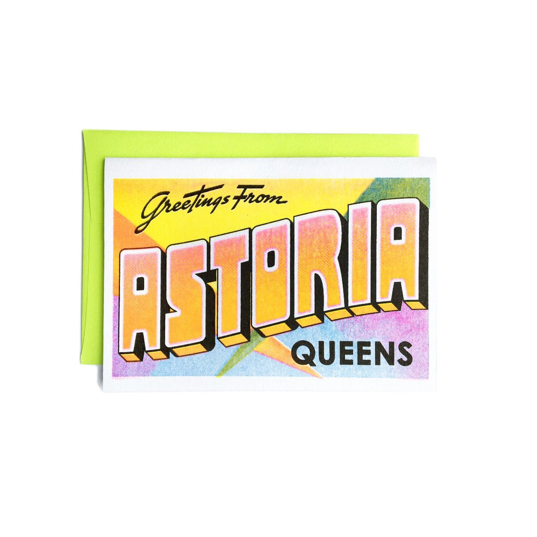 Greetings from: Astoria, Queens - Risograph Card - Next Chapter Studio