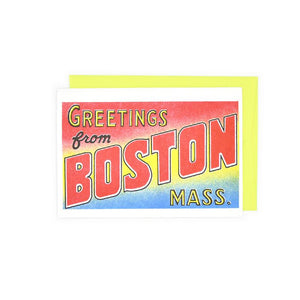 Greetings from: Boston, Massachusetts Risograph Card - Next Chapter Studio