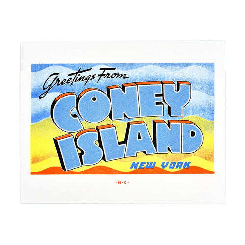 Greetings from: Coney Island, New York Risograph Print - Next Chapter Studio
