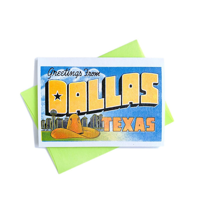 Greetings from: Dallas, Texas - Risograph Card - Next Chapter Studio