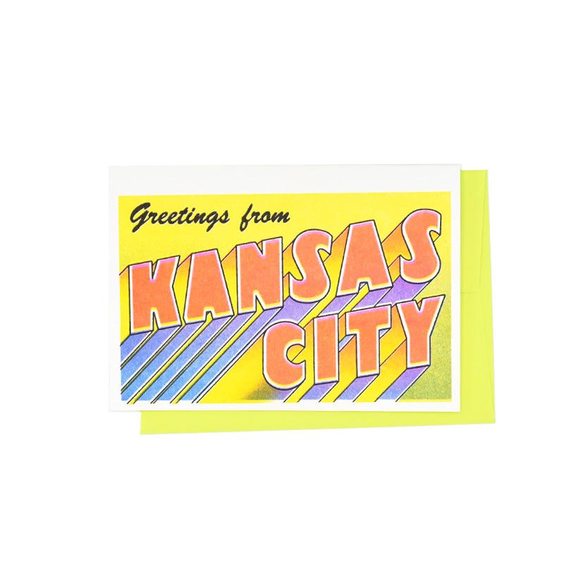 Greetings from: Kansas City, Missouri Risograph Card - Next Chapter Studio