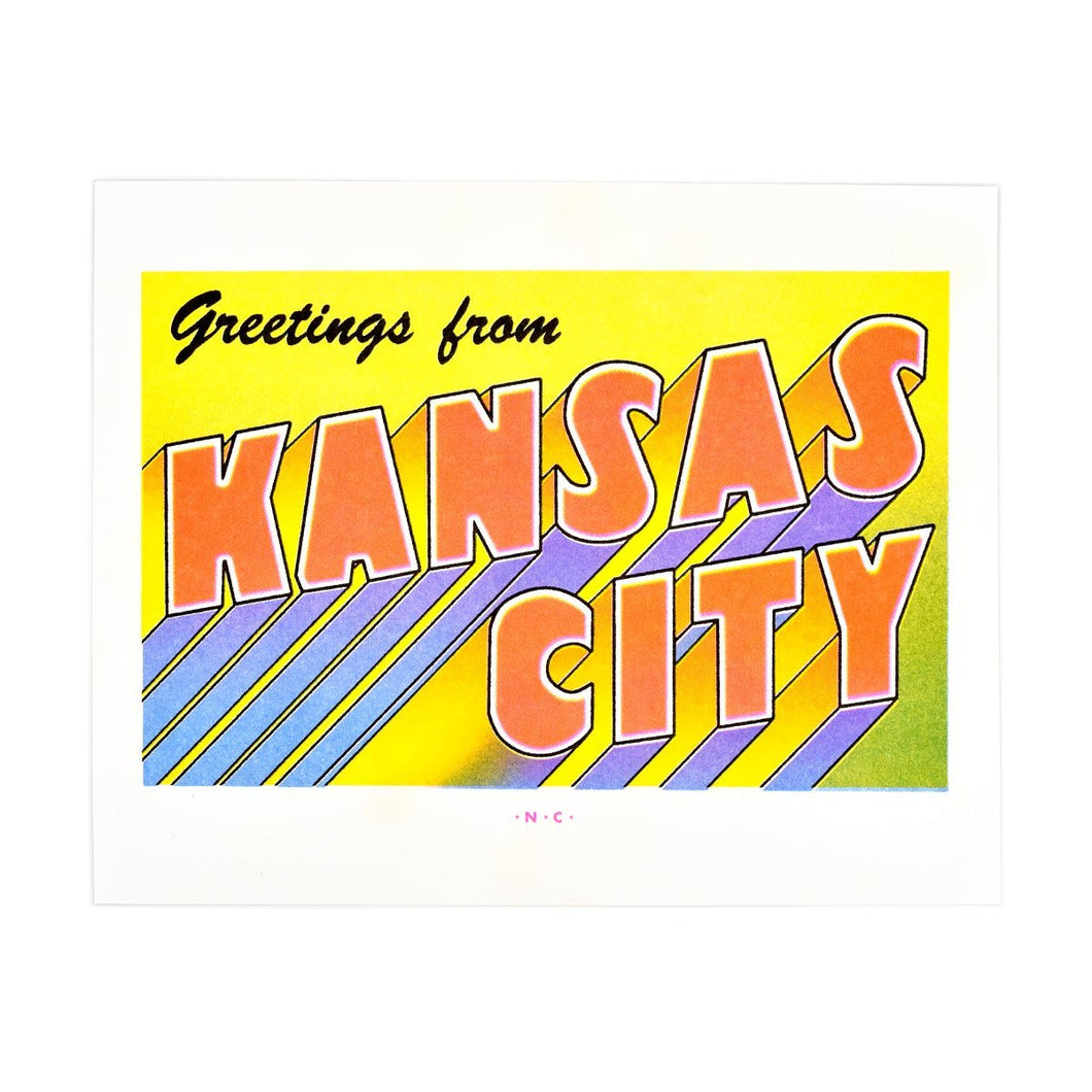 Greetings from: Kansas City, Missouri Risograph Print - Next Chapter Studio