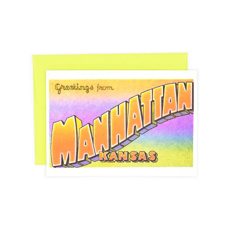 Greetings from: Manhattan, Kansas Risograph Card - Next Chapter Studio