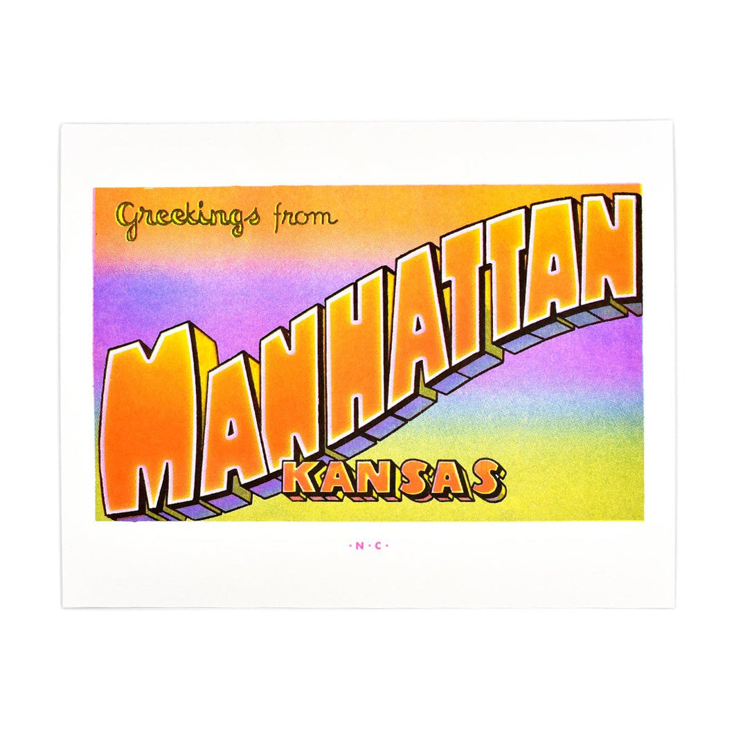 Greetings from: Manhattan, Kansas Risograph Print - Next Chapter Studio