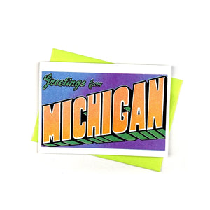Greetings from: Michigan - Risograph Card - Next Chapter Studio